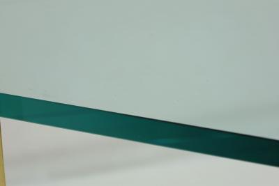 Karl Springer Karl Springer Attributed Dining Table with Lucite Supports and Brass Base