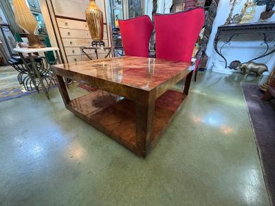 Karl Springer Karl Springer Attributed Lacquered Goatskin Cocktail Table