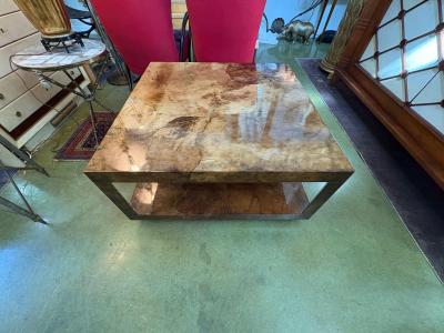 Karl Springer Karl Springer Attributed Lacquered Goatskin Cocktail Table