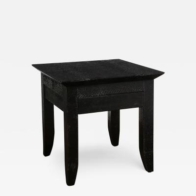 Karl Springer Karl Springer Bristol Side Table in Black Cobra 1980s Signed 