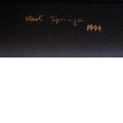 Karl Springer Karl Springer Chic Coffee Table in Embossed Lizard Leather 1994 Signed Dated 