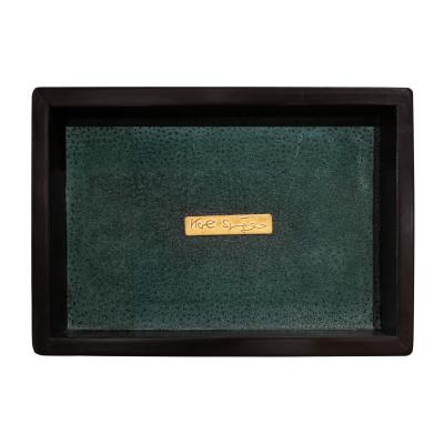 Karl Springer Karl Springer Chic Lidded Box with Green Shagreen Lacquer Top 1980s Signed