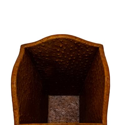 Karl Springer Karl Springer Chic Waste Basket in Ostrich Skin 1976 1978