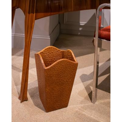 Karl Springer Karl Springer Chic Waste Basket in Ostrich Skin 1976 1978