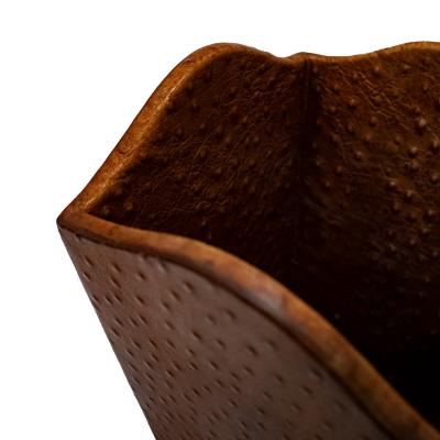 Karl Springer Karl Springer Chic Waste Basket in Ostrich Skin 1976 1978