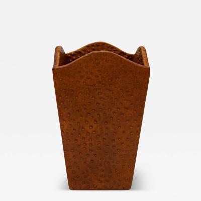 Karl Springer Karl Springer Chic Waste Basket in Ostrich Skin 1976 1978