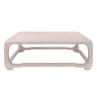 Karl Springer Karl Springer Chinese Cube Style Coffee Table in Beige Lacquered Linen 1980s