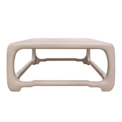 Karl Springer Karl Springer Chinese Cube Style Coffee Table in Beige Lacquered Linen 1980s