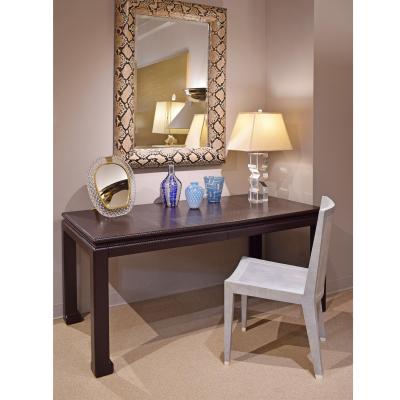 Karl Springer Karl Springer Chinese Style Writing Desk in Embossed Leather 1980s