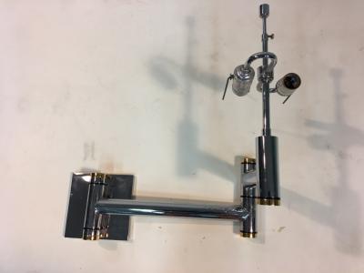 Karl Springer Karl Springer Chrome and Brass Swing Arm Wall Sconces