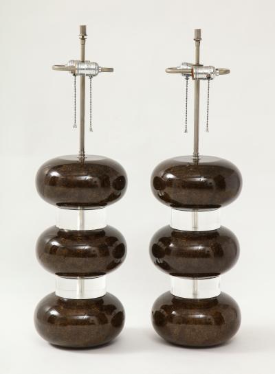 Karl Springer Karl Springer Clear and Marbleized Brown Bubble Lamps