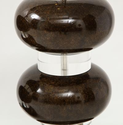 Karl Springer Karl Springer Clear and Marbleized Brown Bubble Lamps