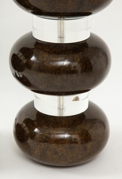 Karl Springer Karl Springer Clear and Marbleized Brown Bubble Lamps