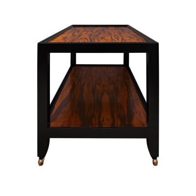 Karl Springer Karl Springer Coffee Table in Figured Zebrawood and Black Lacquer 1980s