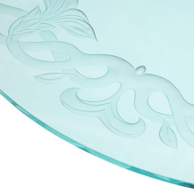 Karl Springer Karl Springer Coffee Table with Lucite Legs and Unique Glass Top 1980s Signed 