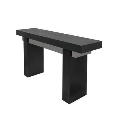 Karl Springer Karl Springer Console Table in Embossed Lizard Leather with Chrome Drawers 1970s