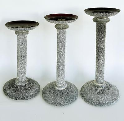 Karl Springer Karl Springer Designs Seguso Italy Black Scavo Candlesticks 1980s Set of 3