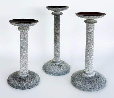 Karl Springer Karl Springer Designs Seguso Italy Black Scavo Candlesticks 1980s Set of 3