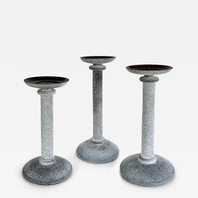 Karl Springer Karl Springer Designs Seguso Italy Black Scavo Candlesticks 1980s Set of 3