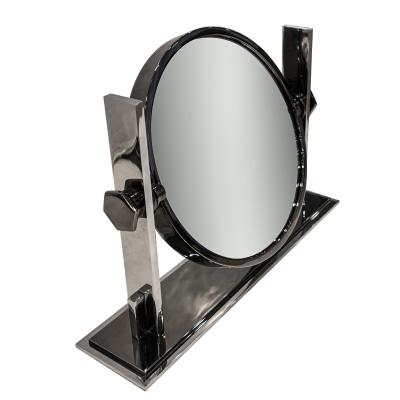 Karl Springer Karl Springer Double Sided Gunmetal and Chrome Vanity Mirror 1980s