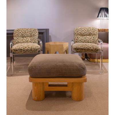 Karl Springer Karl Springer Dowelwood Ottoman in Solid Oak 1980s