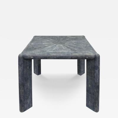 Karl Springer Karl Springer Exceptional Game Table in Blue Shagreen with Starburst Top 1980s