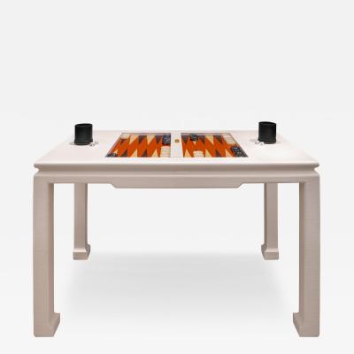 Karl Springer Karl Springer Exquisite Chinese Style Game Table in Lacquered Linen 1970s