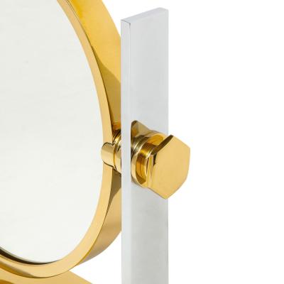 Karl Springer Karl Springer Finely Crafted Vanity Mirror in Polished Steel and Brass 1980s