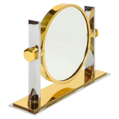 Karl Springer Karl Springer Finely Crafted Vanity Mirror in Polished Steel and Brass 1980s