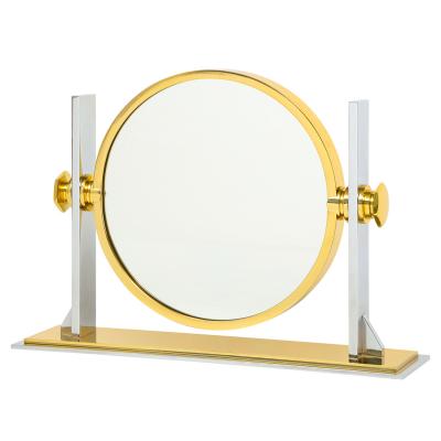 Karl Springer Karl Springer Finely Crafted Vanity Mirror in Polished Steel and Brass 1980s