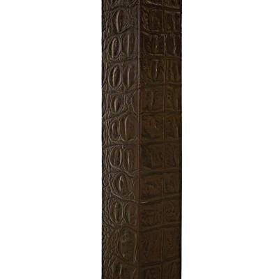 Karl Springer Karl Springer Floor Lamp in Deep Brown Crocodile with Brass Accents 1970s