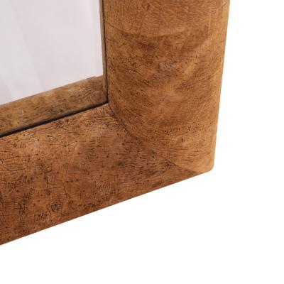 Karl Springer Karl Springer Half Round Molding Mirror in Hippo Suede 1977 Signed and Dated 