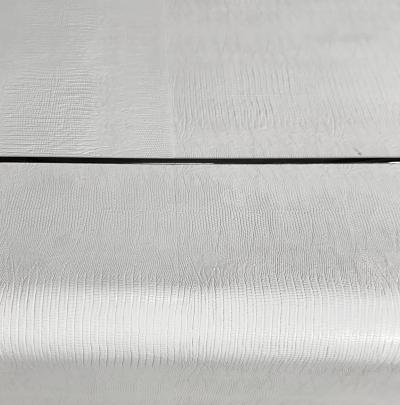 Karl Springer Karl Springer Heavy Parsons Lizard Skin Coffee Table w Gunmetal Inlay 1986
