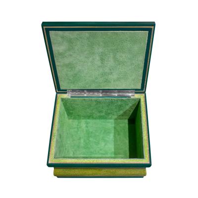 Karl Springer Karl Springer Hinged Box in Green Lacquer with Gold Foil 1970s