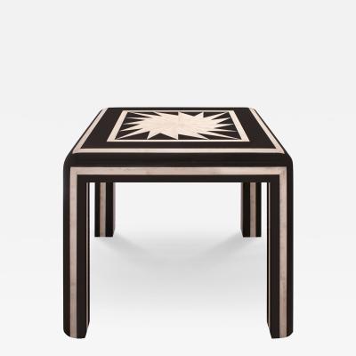 Karl Springer Karl Springer Impressive Game Table in Black Lacquer with Bone Inlays 1980s