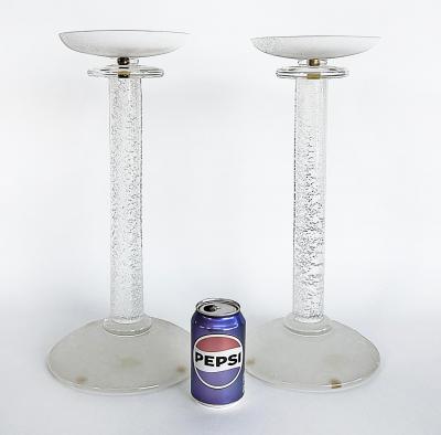 Karl Springer Karl Springer Italian Seguso Silver Infused Candlesticks 1980s a Pair