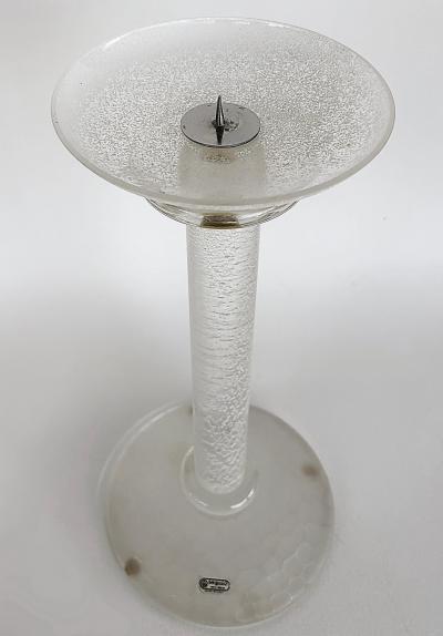 Karl Springer Karl Springer Italian Seguso Silver Infused Candlesticks 1980s a Pair