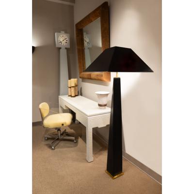 Karl Springer Karl Springer J M F Floor Lamp in Lizard with Matching Leather Shade 1980s