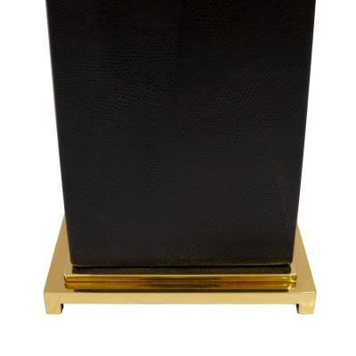 Karl Springer Karl Springer J M F Floor Lamp in Lizard with Matching Leather Shade 1980s