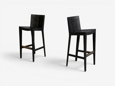 Karl Springer Karl Springer JMF Barstools Embossed Lizard Leather Brass USA 1986
