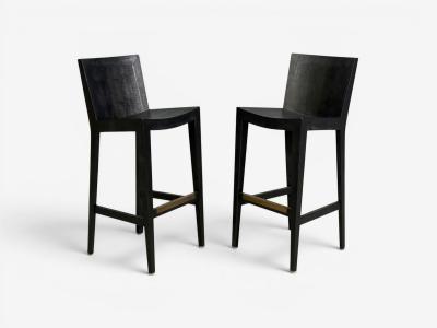 Karl Springer Karl Springer JMF Barstools Embossed Lizard Leather Brass USA 1986