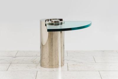 Karl Springer Karl Springer LTD Polished Nickel Sculpture Leg Table USA