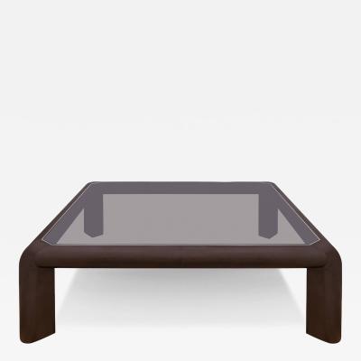 Karl Springer Karl Springer Large Coffee Table in Embossed Lizard Leather 1986 Signed Dated
