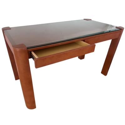 Karl Springer Karl Springer Leather Clad Modern Designer Writing Table Desk