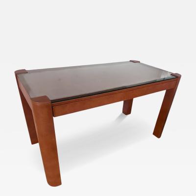 Karl Springer Karl Springer Leather Clad Modern Designer Writing Table Desk