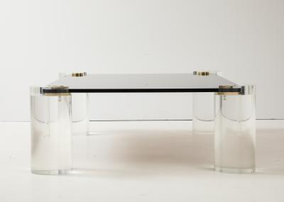 Karl Springer Karl Springer Mid Century 1980s Lucite and Brass Smoked Glass Coffee Table 