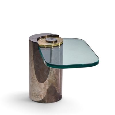 Karl Springer Karl Springer Mid Century Sculpture Leg Gunmetal and Glass Side Table
