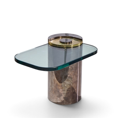 Karl Springer Karl Springer Mid Century Sculpture Leg Gunmetal and Glass Side Table