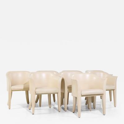 Karl Springer Karl Springer Mid Century Tulip Leather Dining Chairs Set of 8