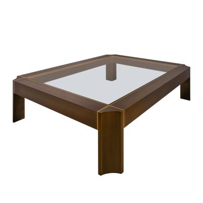 Karl Springer Karl Springer Monumental Art Moderne Coffee Table in Satin Bronze 1980s